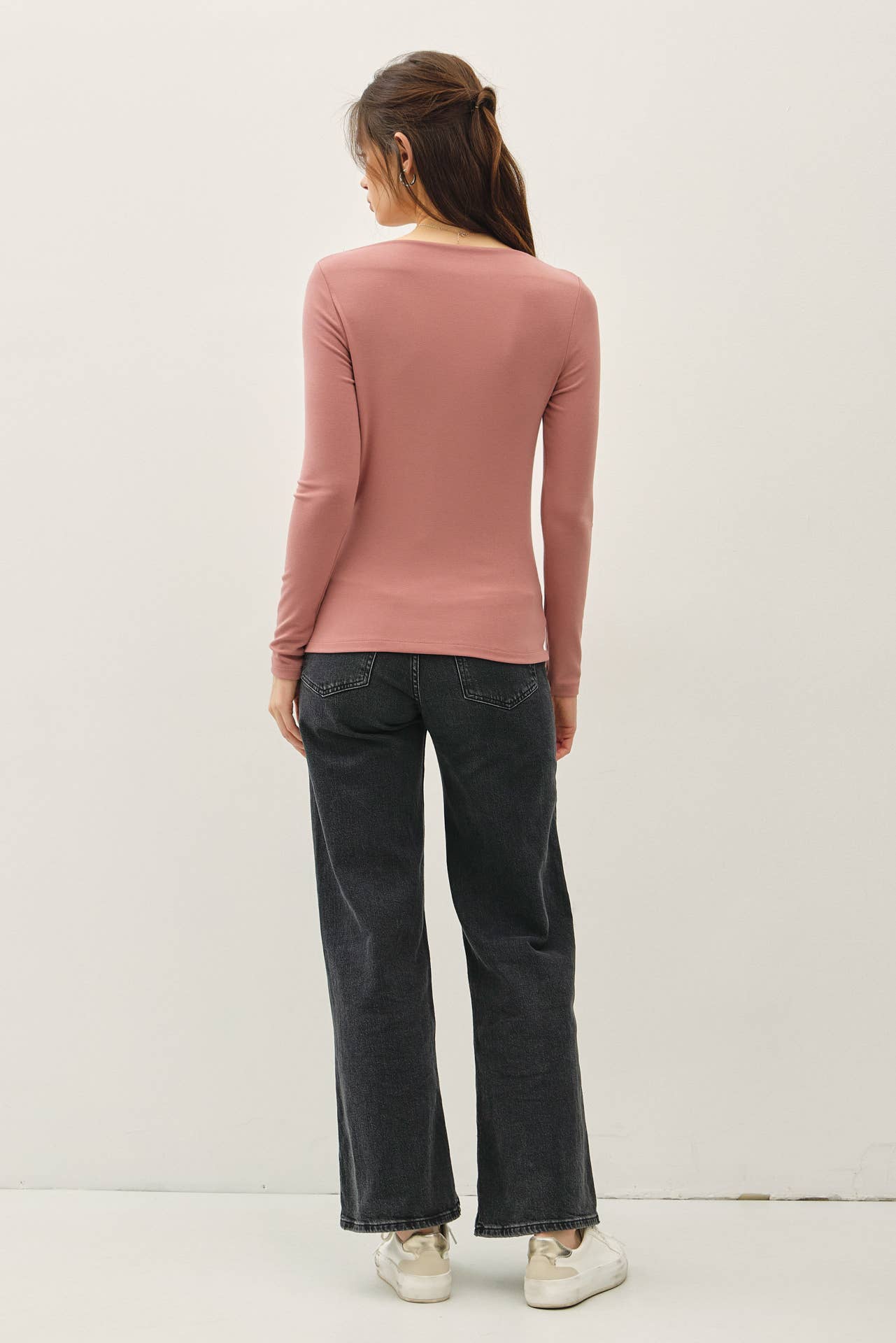 Basic Boat Neck Long Sleeved Top
