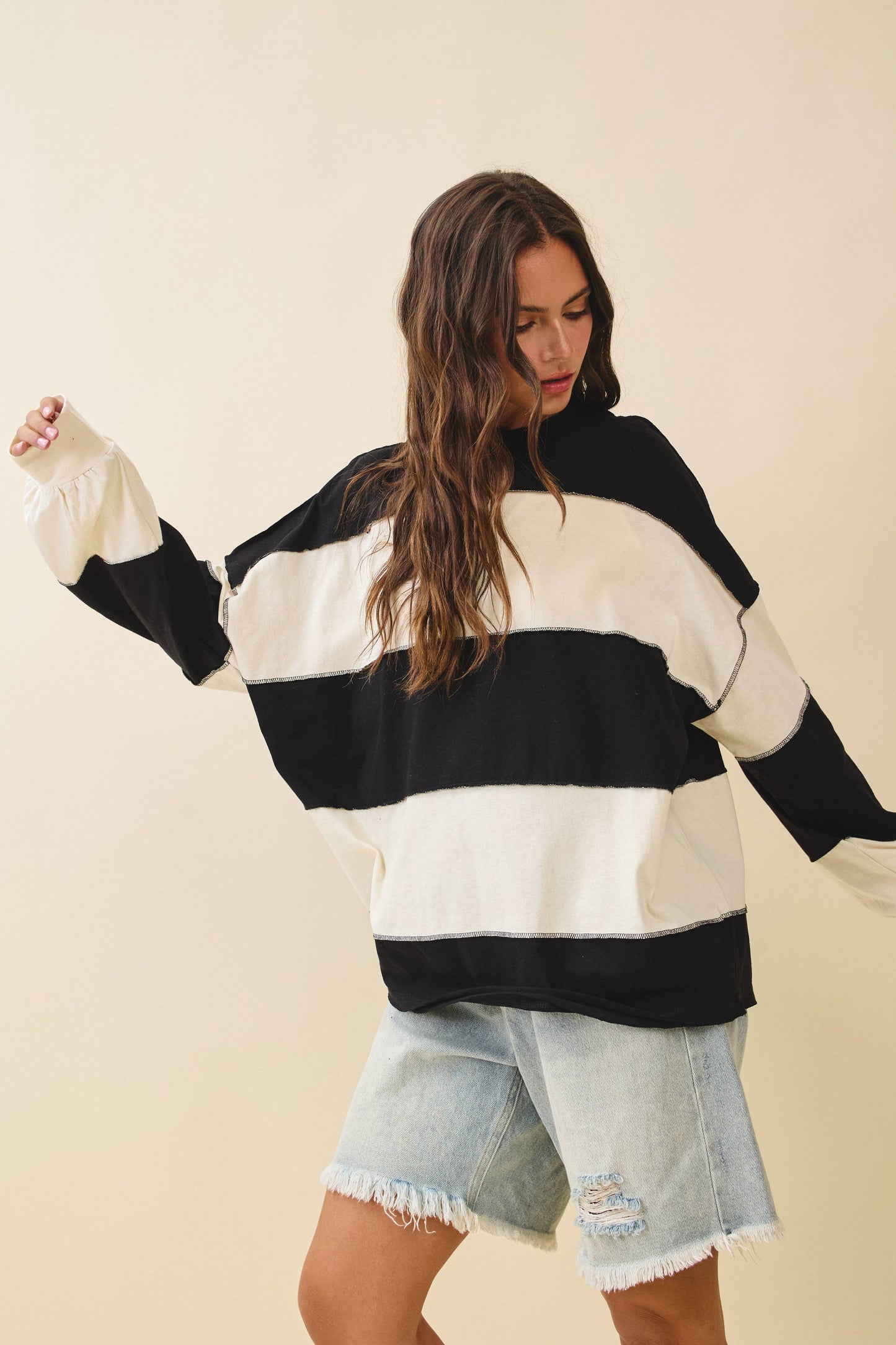 Oversized Color Block Pullover