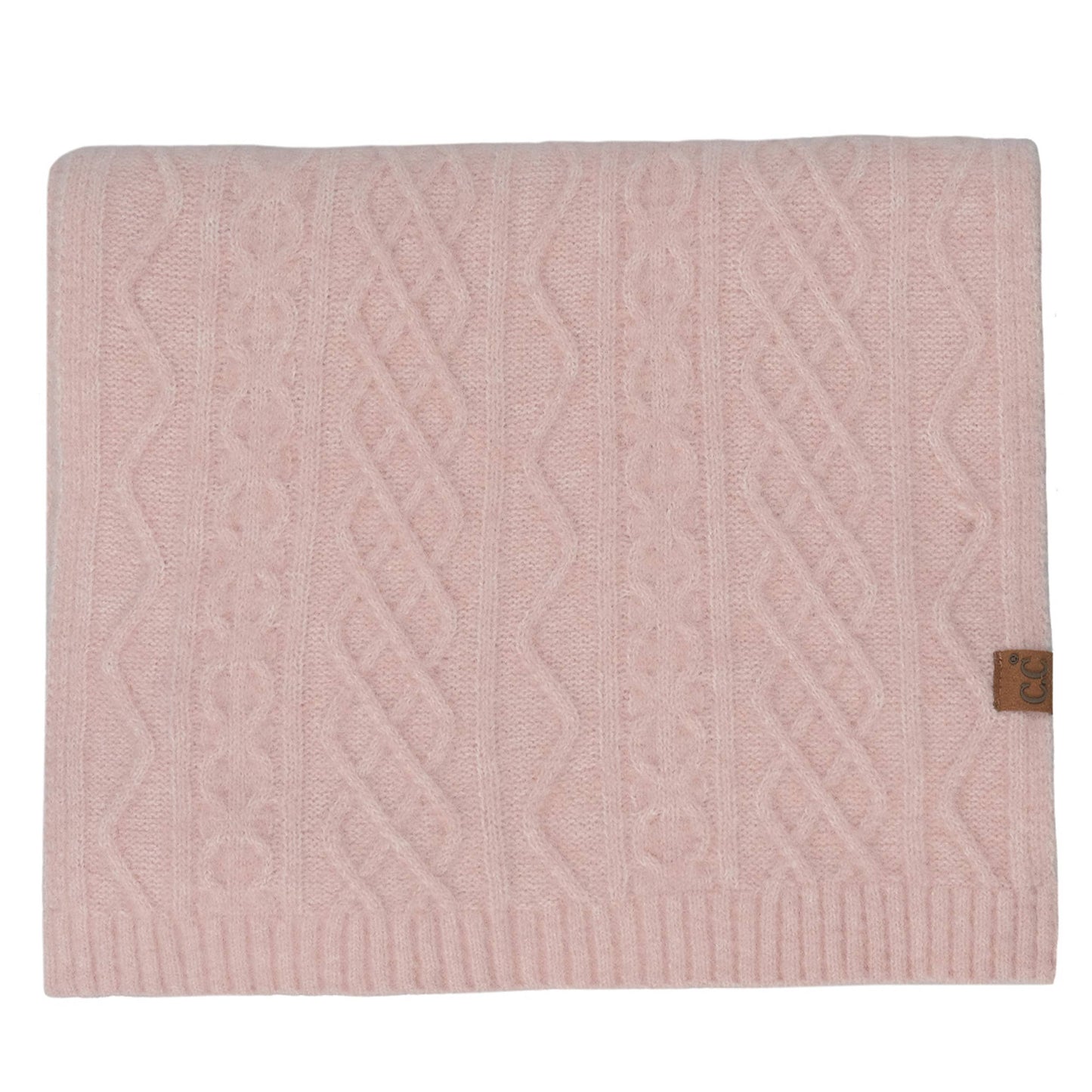 C.C Solid Cable Knit Winter Oblong Scarf
