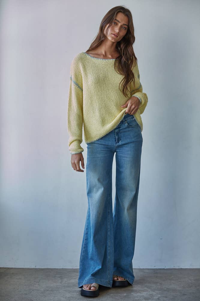 Knit Sweater Cotton Stitch Detail Pullover by By Together