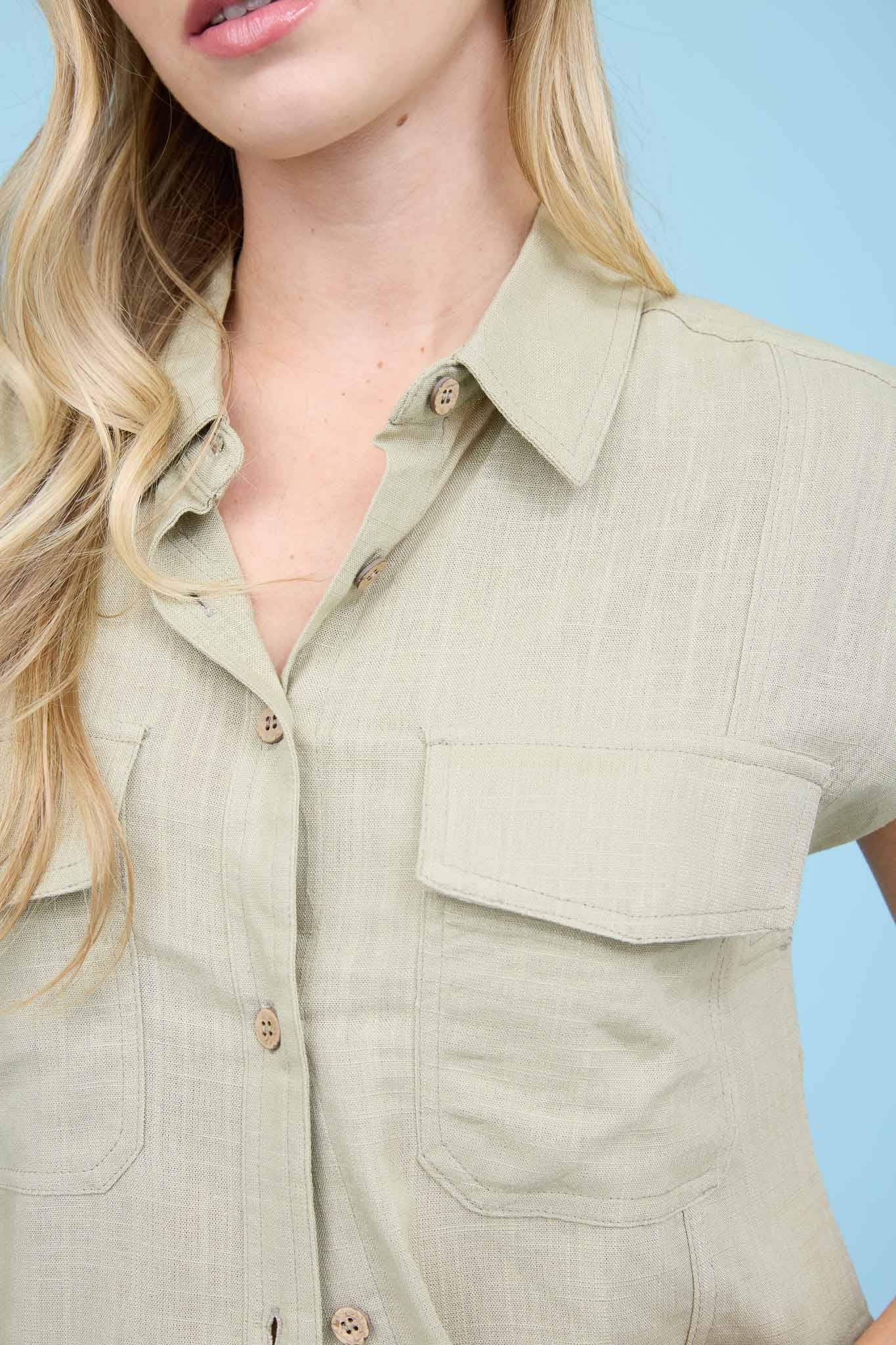 Short Sleeve Linen Button Down Shirt