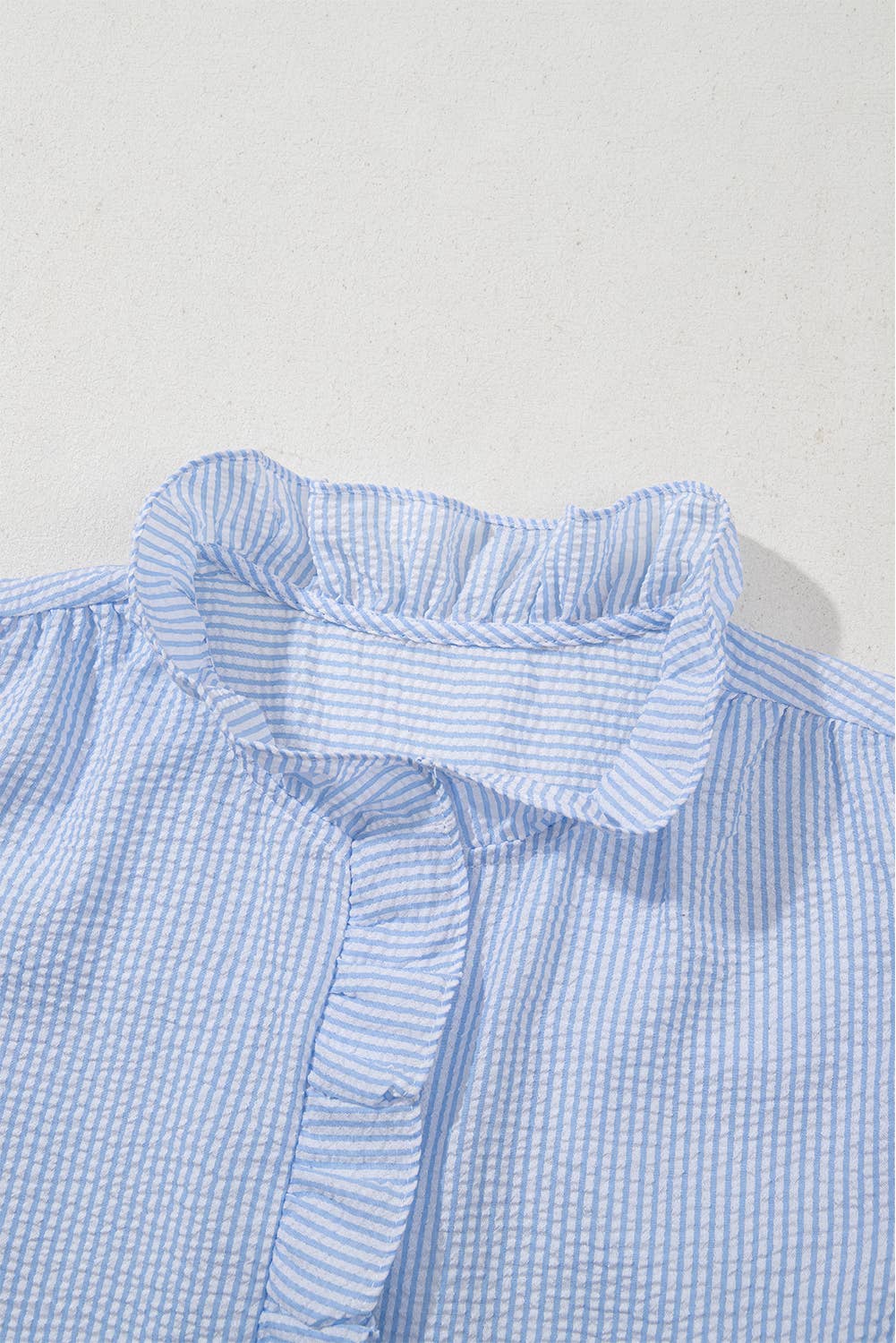 Texture Striped Ruffled Shirt