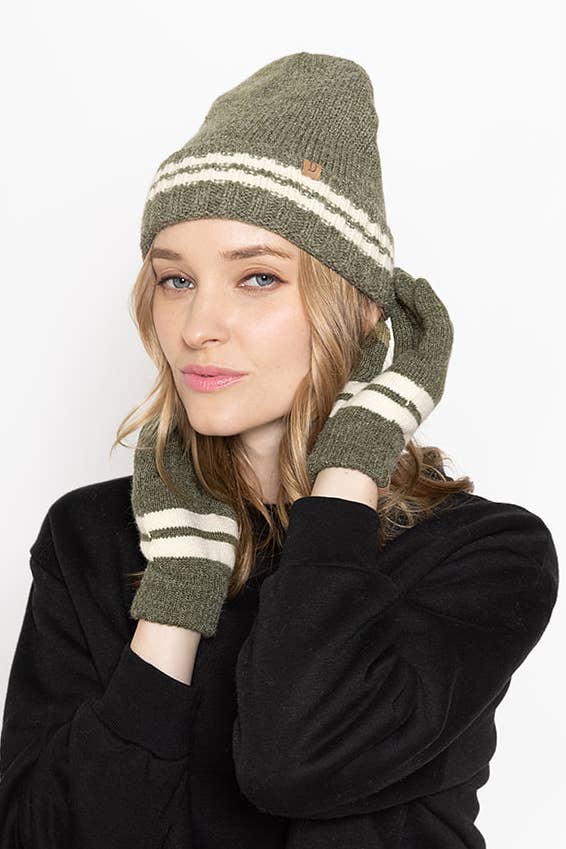 Super Soft Striped Knit Touch Gloves