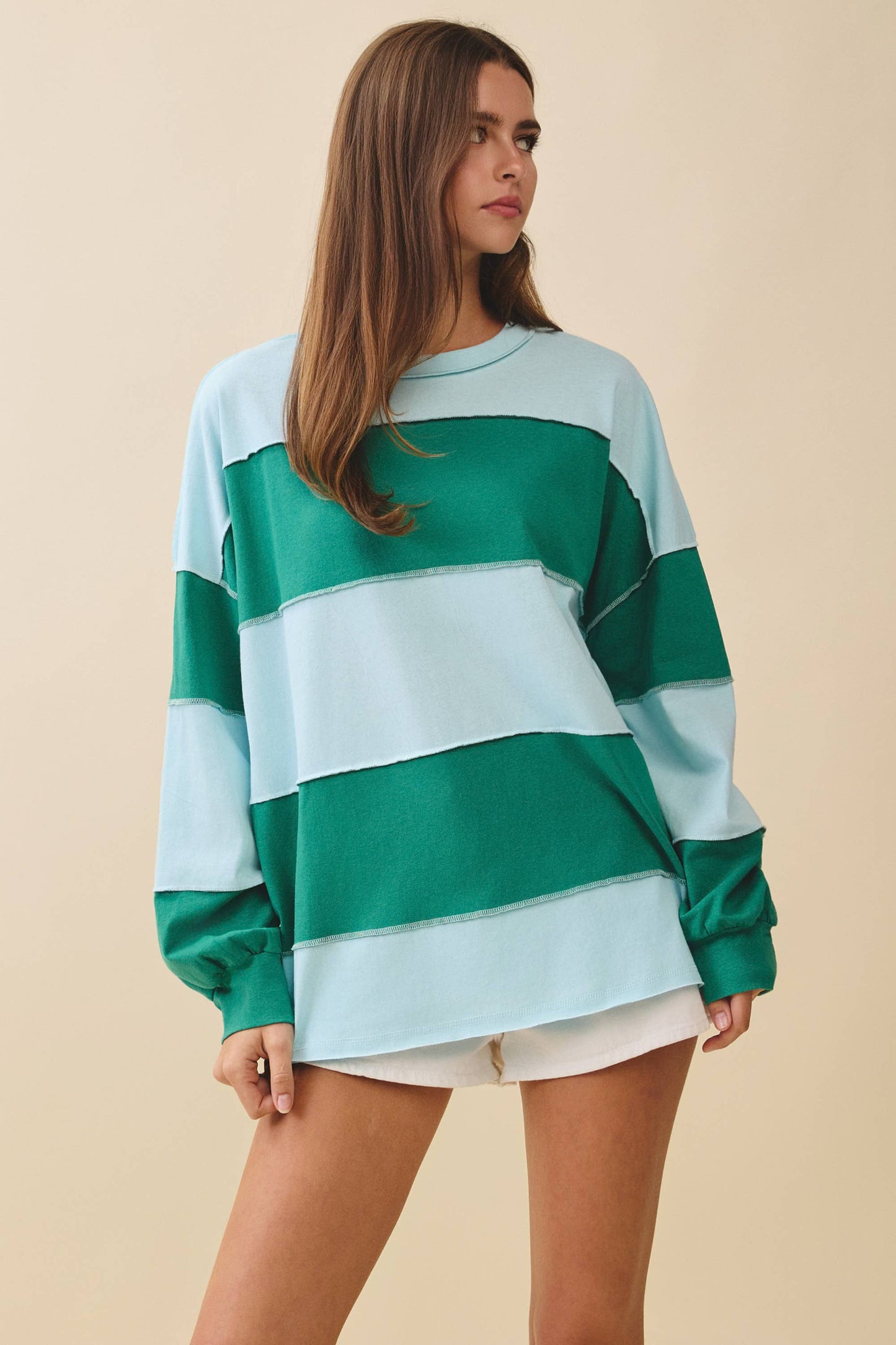 Oversized Color Block Pullover