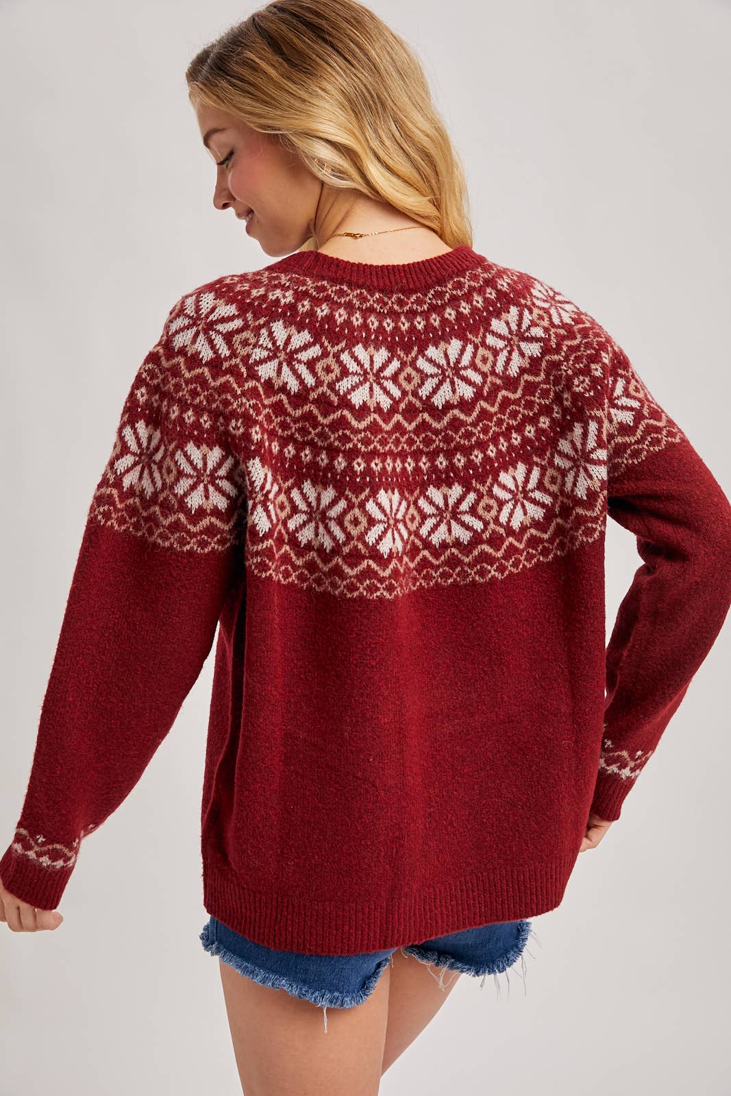 HOLIDAY FAIRE ISLE KNIT SWEATER