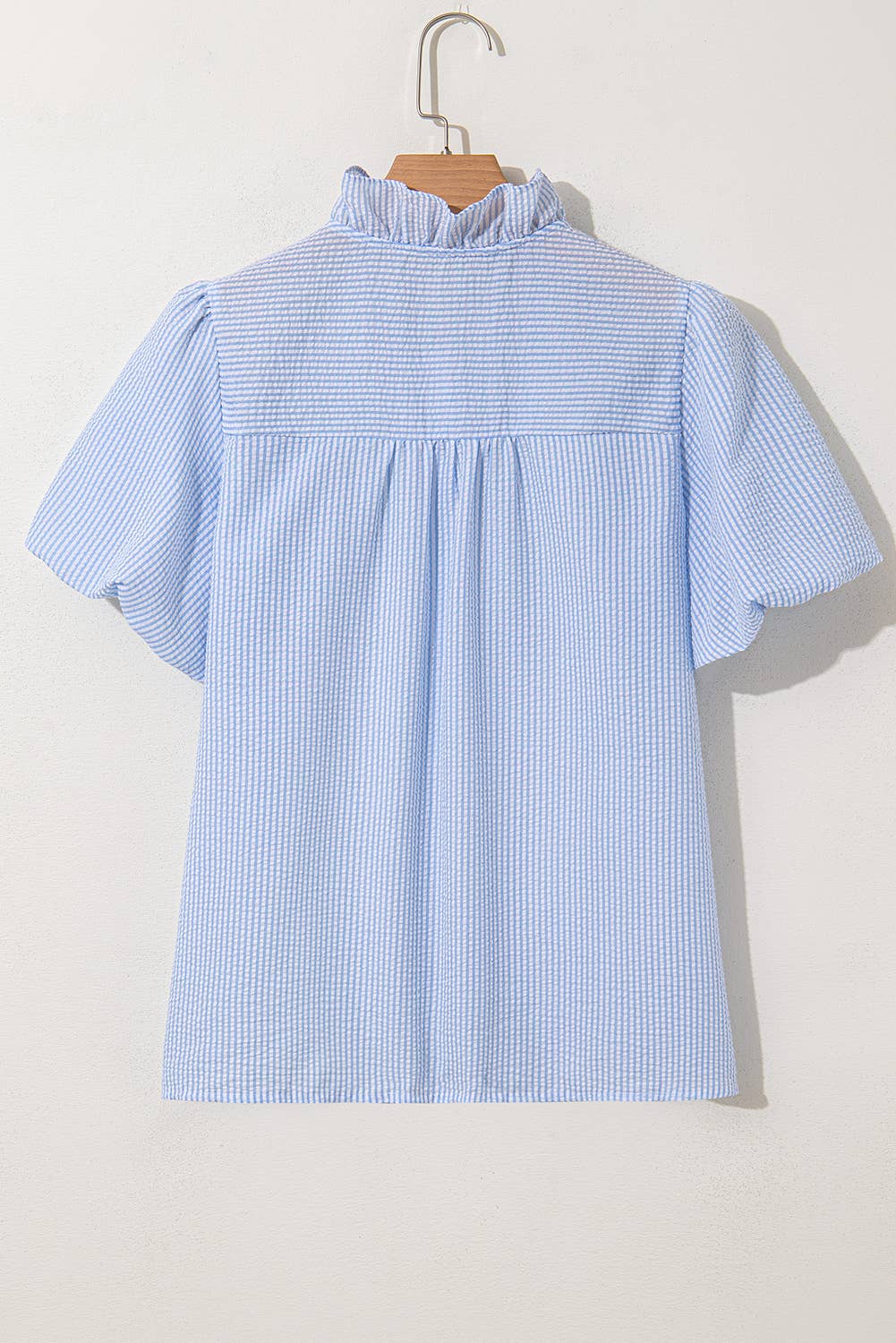 Texture Striped Ruffled Shirt