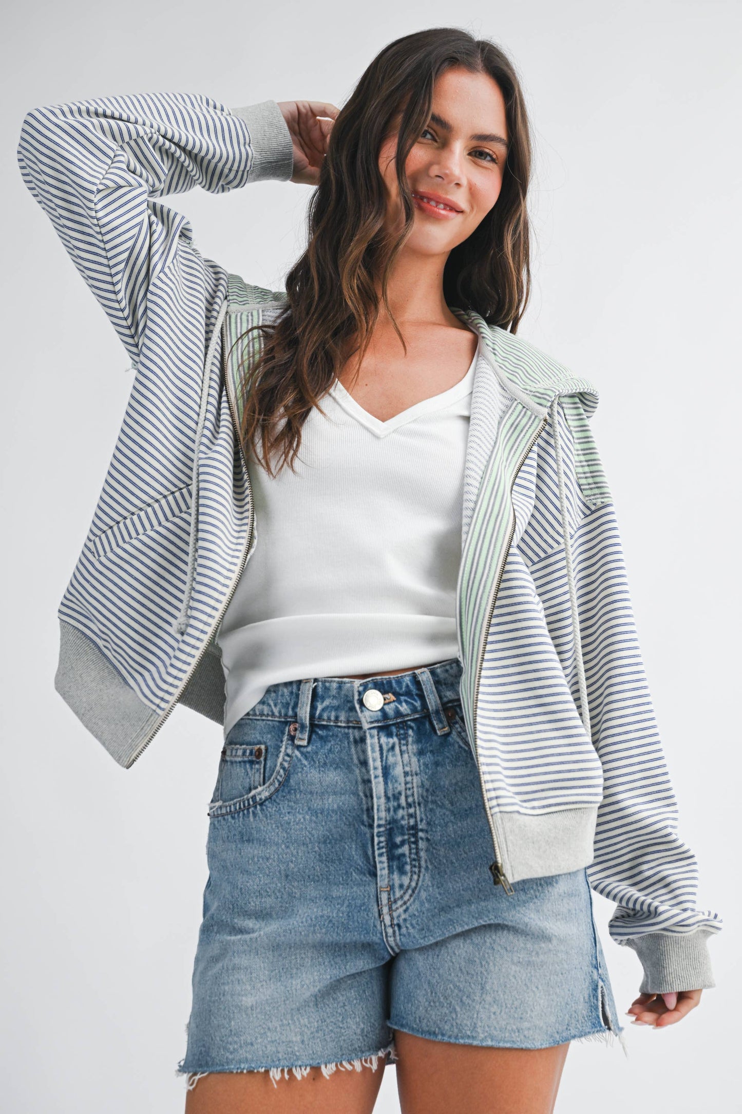 Striped Zip Hoodie