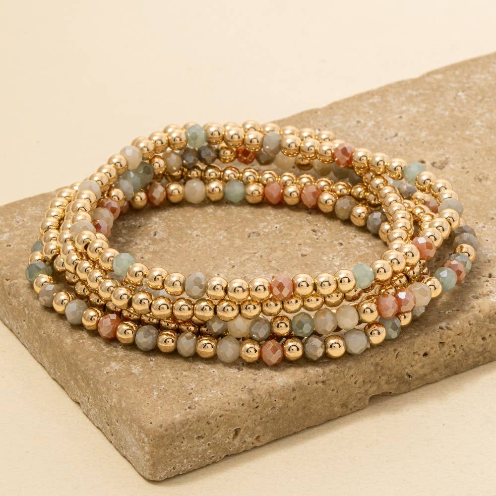 Metallic And Faceted Beaded Bracelet Set