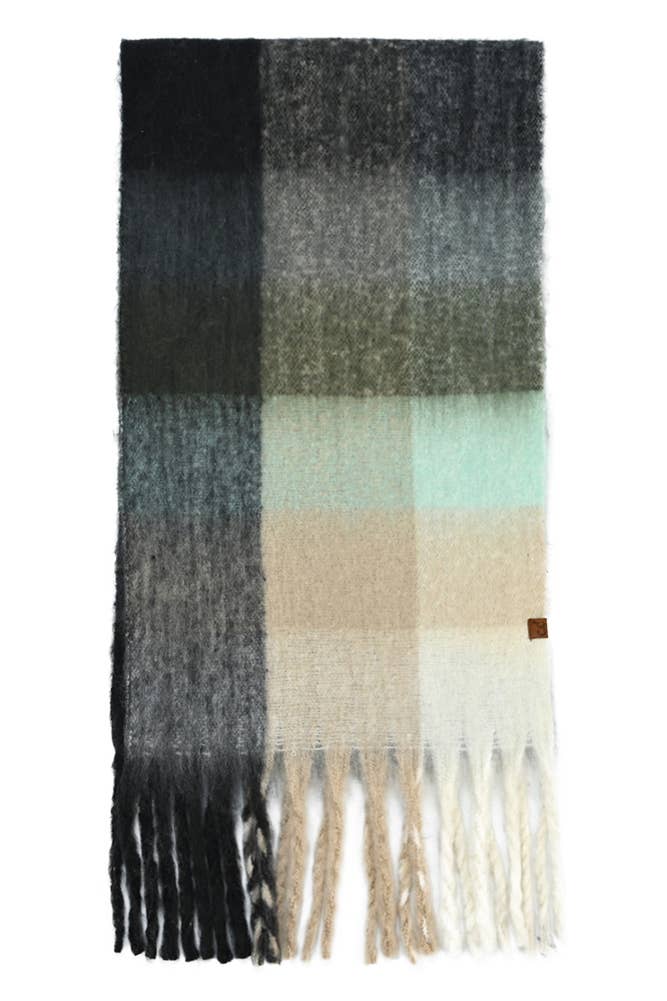 C.C Multi Color Block Plaid Check Pattern Woven Winter Scarf