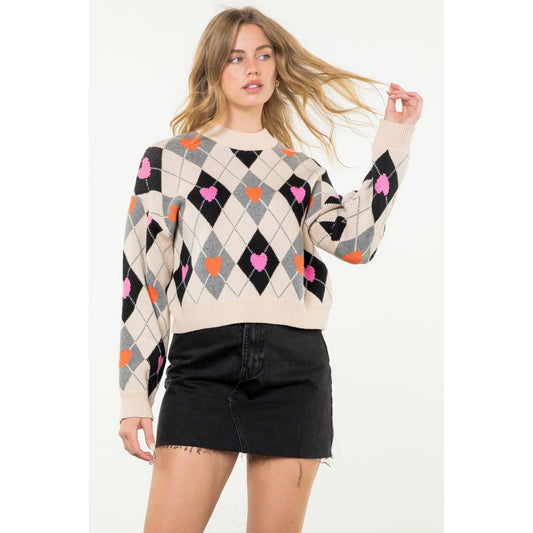 Argyle Pattern Knit Sweater