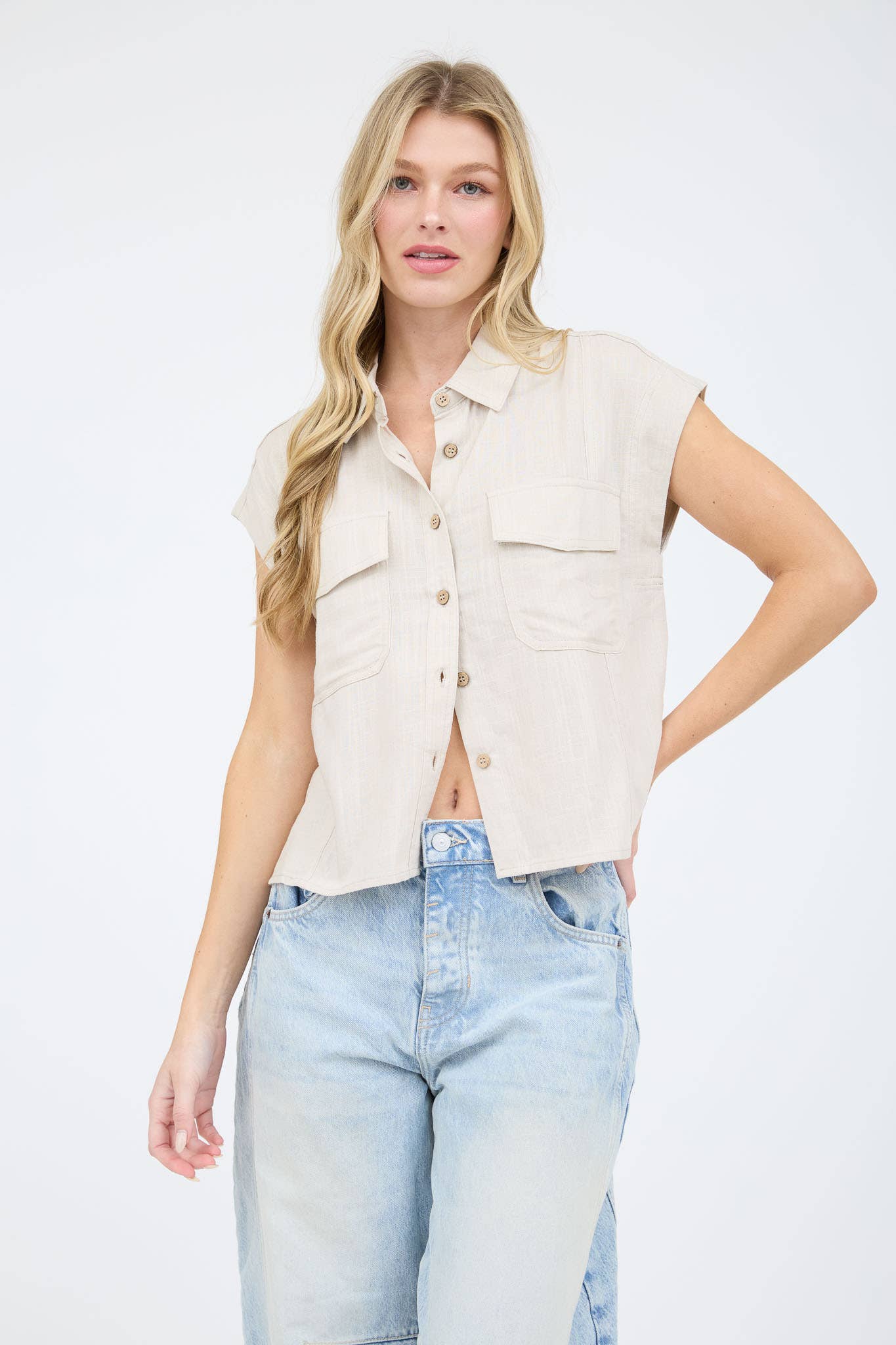 Short Sleeve Linen Button Down Shirt