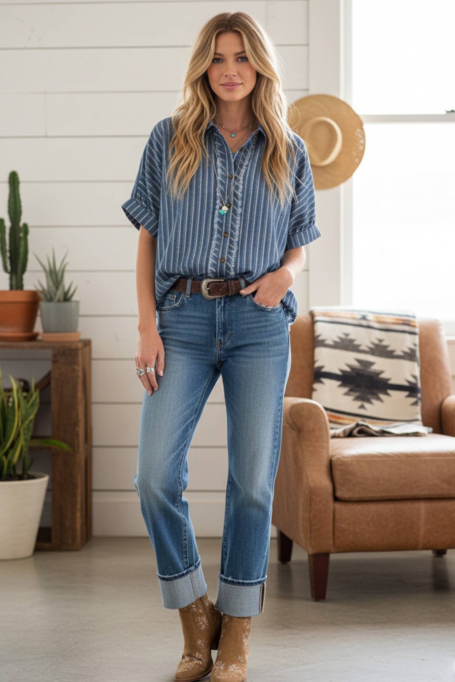 Striped Button Down Top