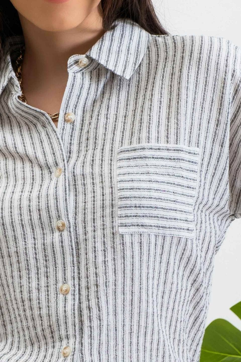 Stripe Short Sleeve Linen Shirt