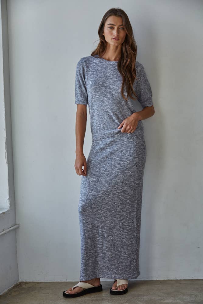 Knit Sweater Round Neck Short Sleeve Top