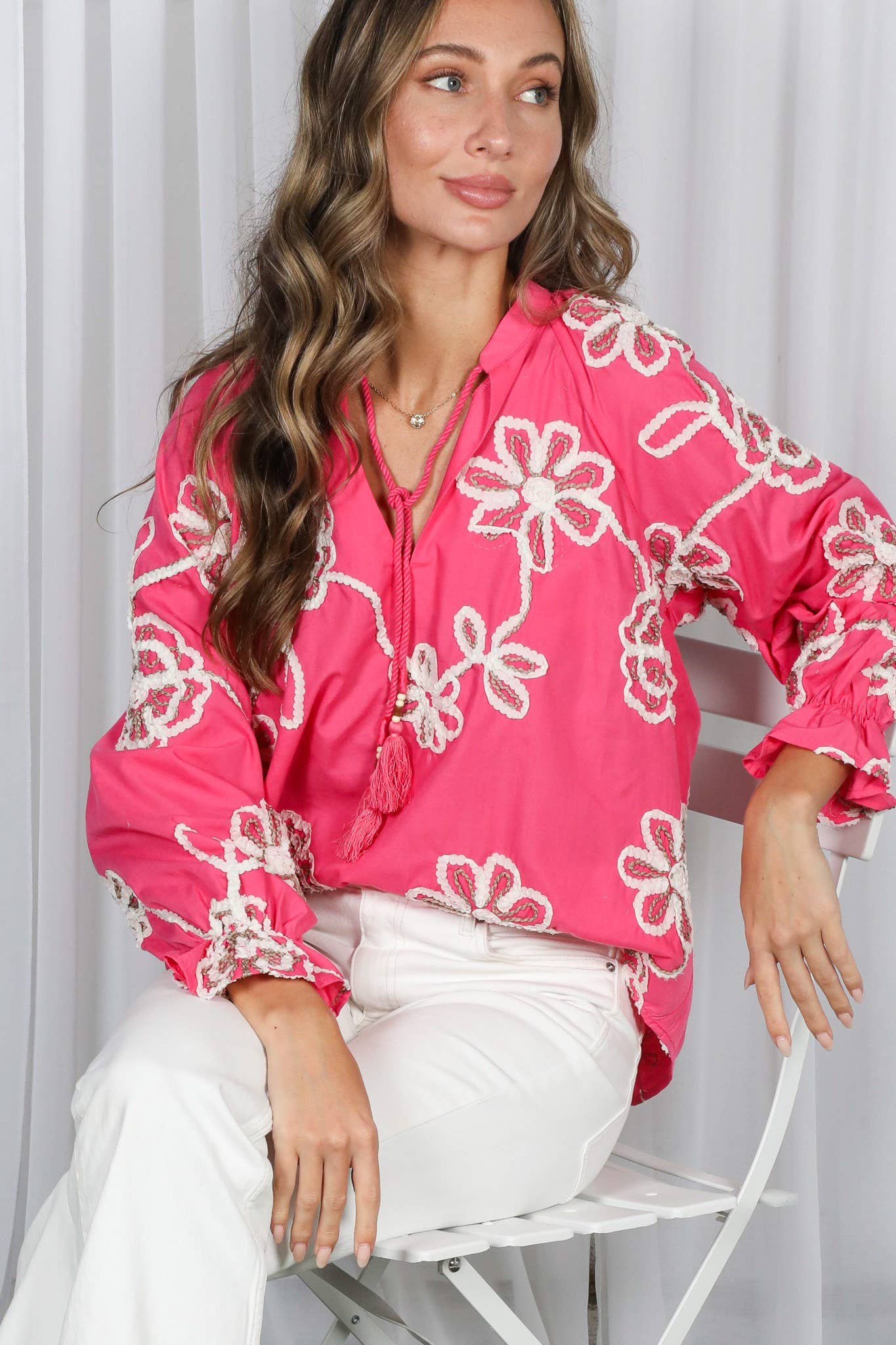 Floral Embroidered Cotton Blouse