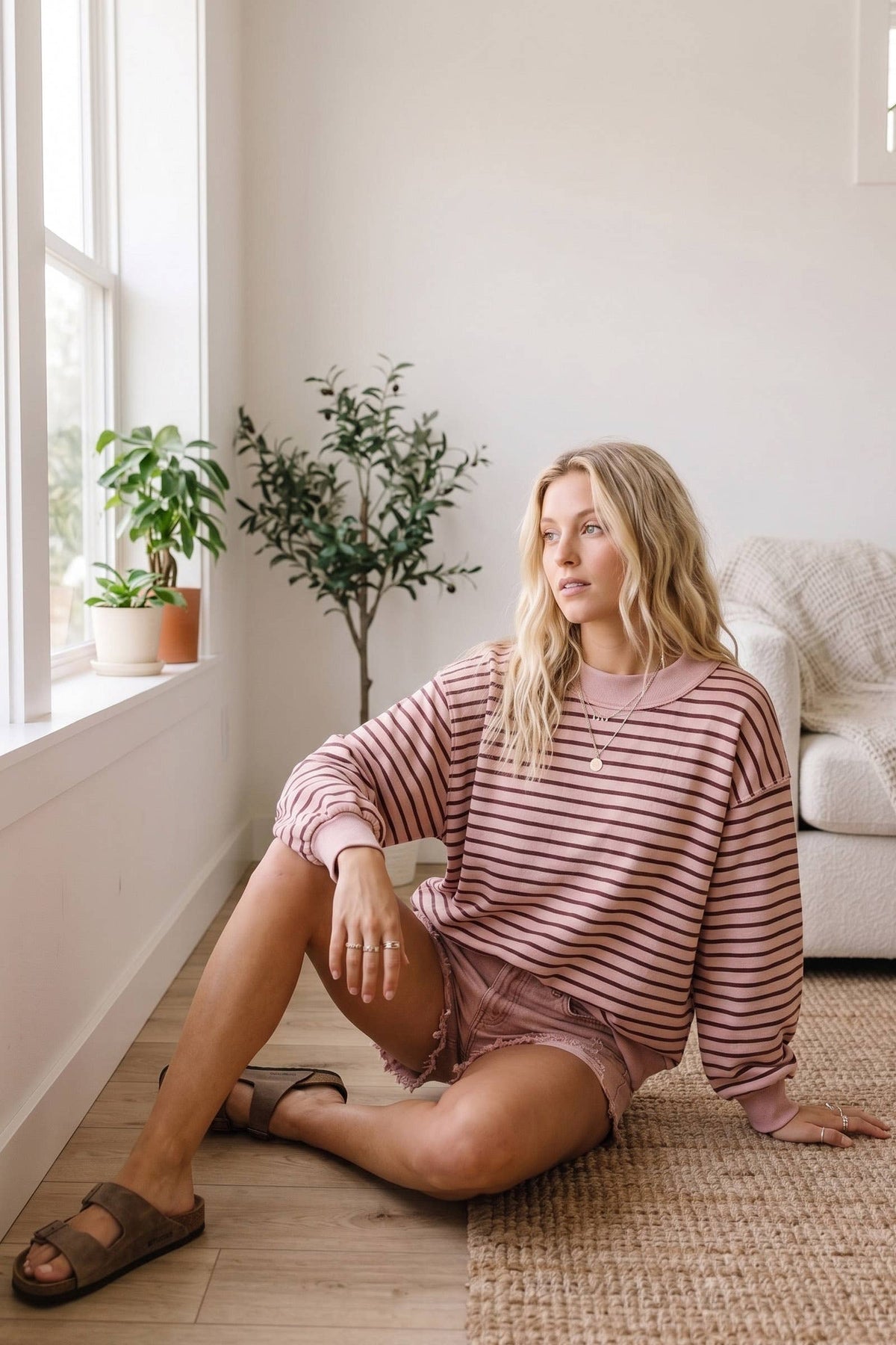 French Terry Striped Pullover