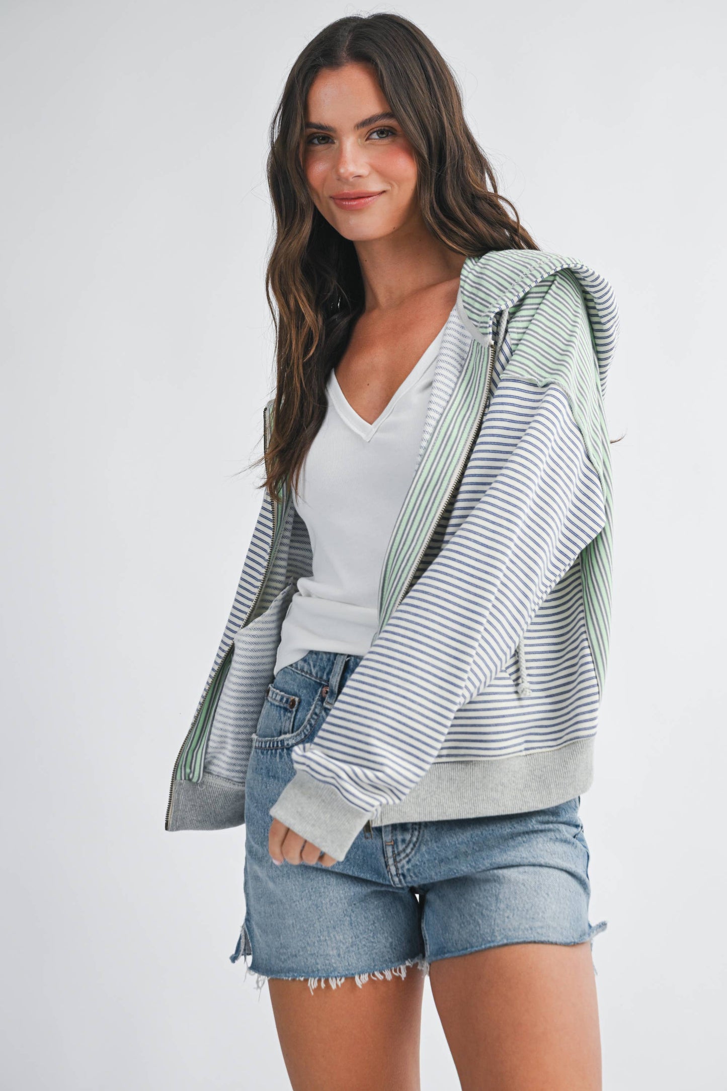Striped Zip Hoodie