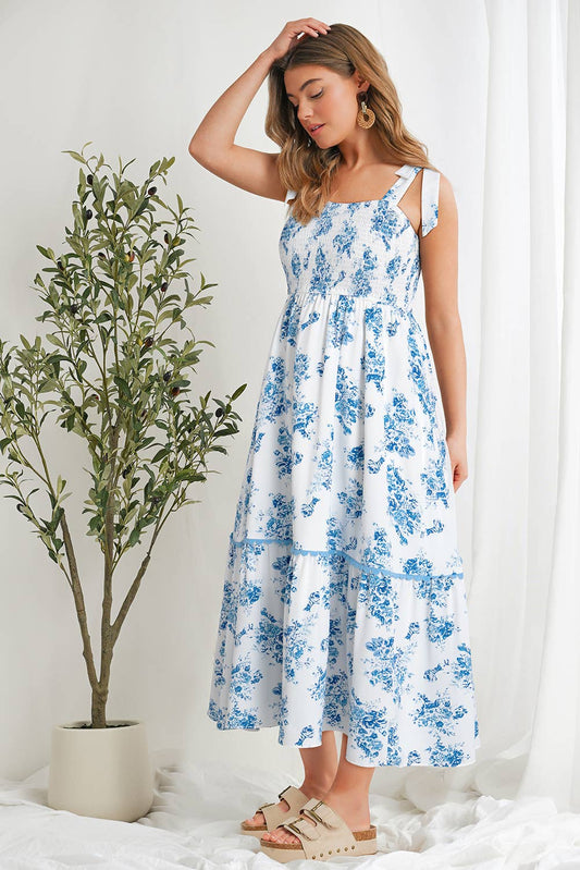 Blue Floral Print Sundress