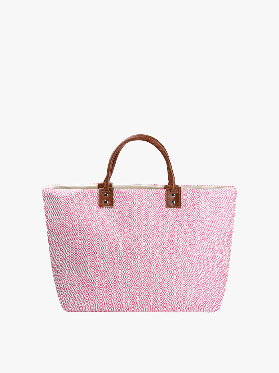 Large Aztec Straw Tote w/ Dual Handles