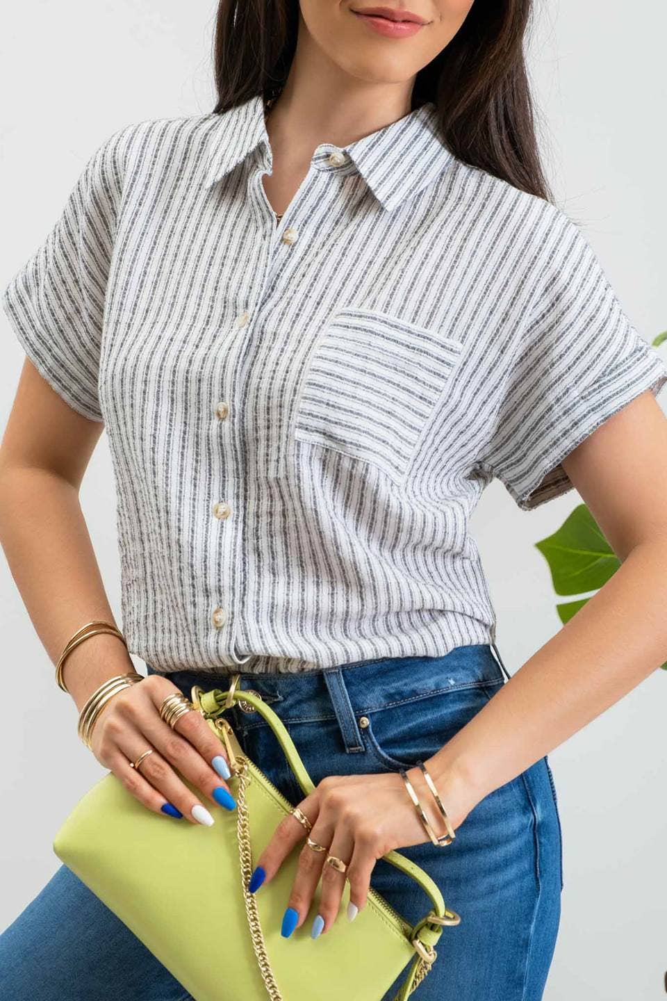 Stripe Short Sleeve Linen Shirt