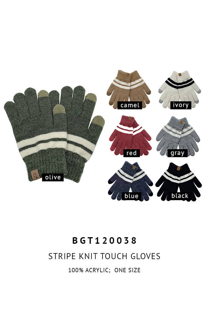 Super Soft Striped Knit Touch Gloves