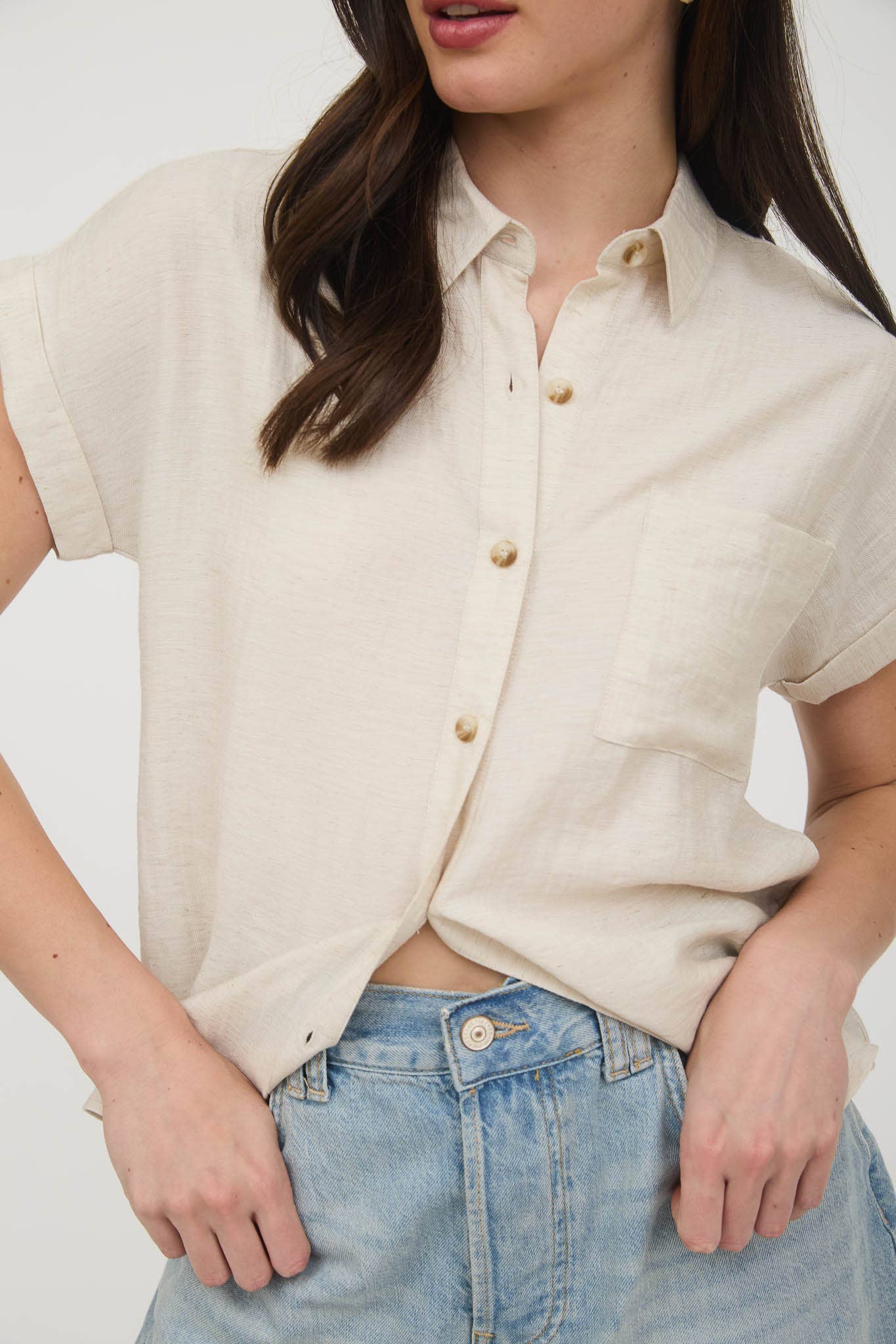 Collared Cuff Sleeve - Beige