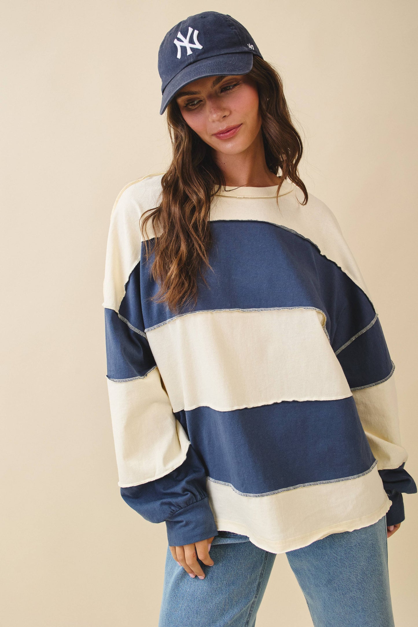 Oversized Color Block Pullover