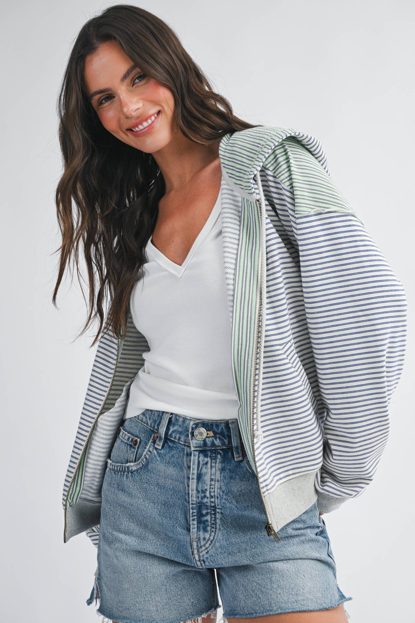 Striped Zip Hoodie