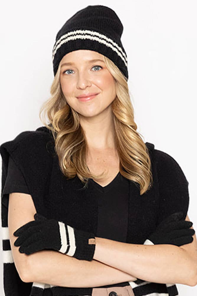 Super Soft Striped Knit Touch Gloves