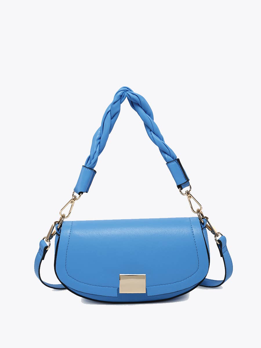 Flapover Crossbody w/ Woven Strap