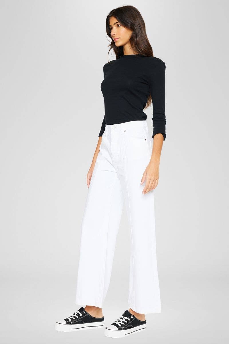 Ultra High Rise Wide Leg Jeans White Kan Can