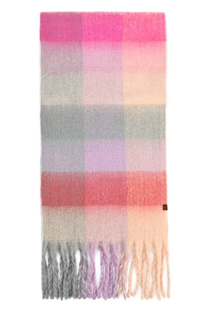 C.C Multi Color Block Plaid Check Pattern Woven Winter Scarf
