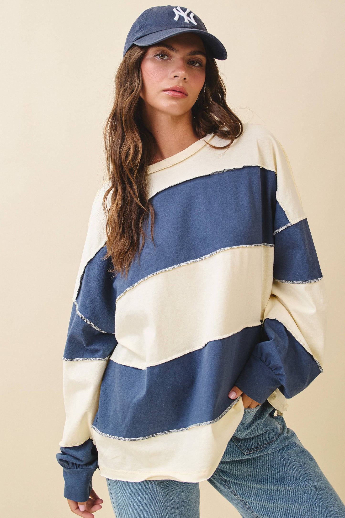 Oversized Color Block Pullover