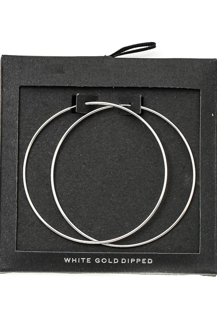 Gold Dipped Skinny 60Mm Hoop Earrings