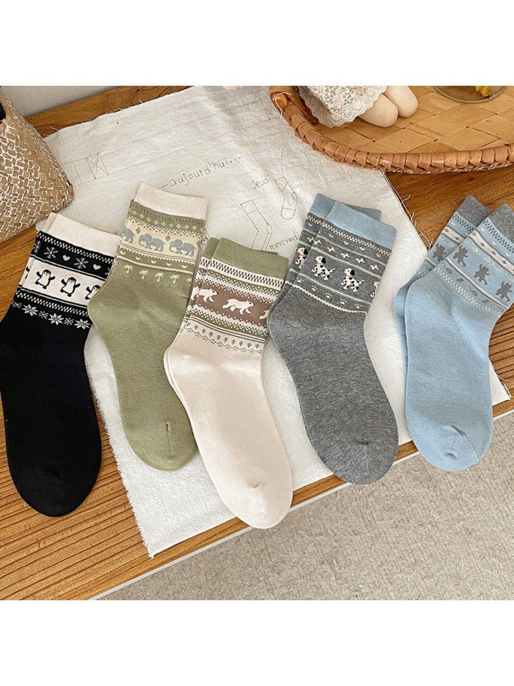 Animal Pattern Cute Pattern Mid-Calf Socks