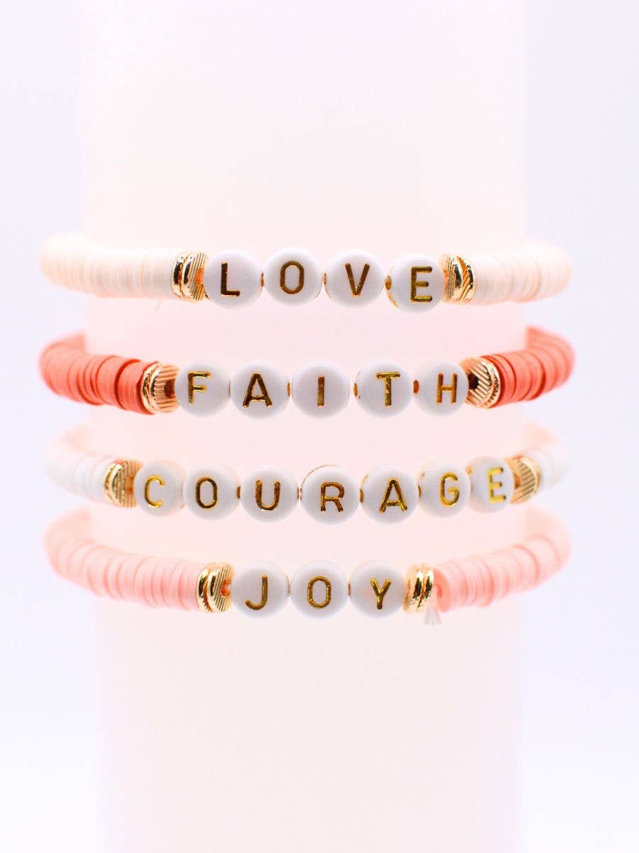 Inspirational Word Bracelet – Courage, Faith jewelry, Joy