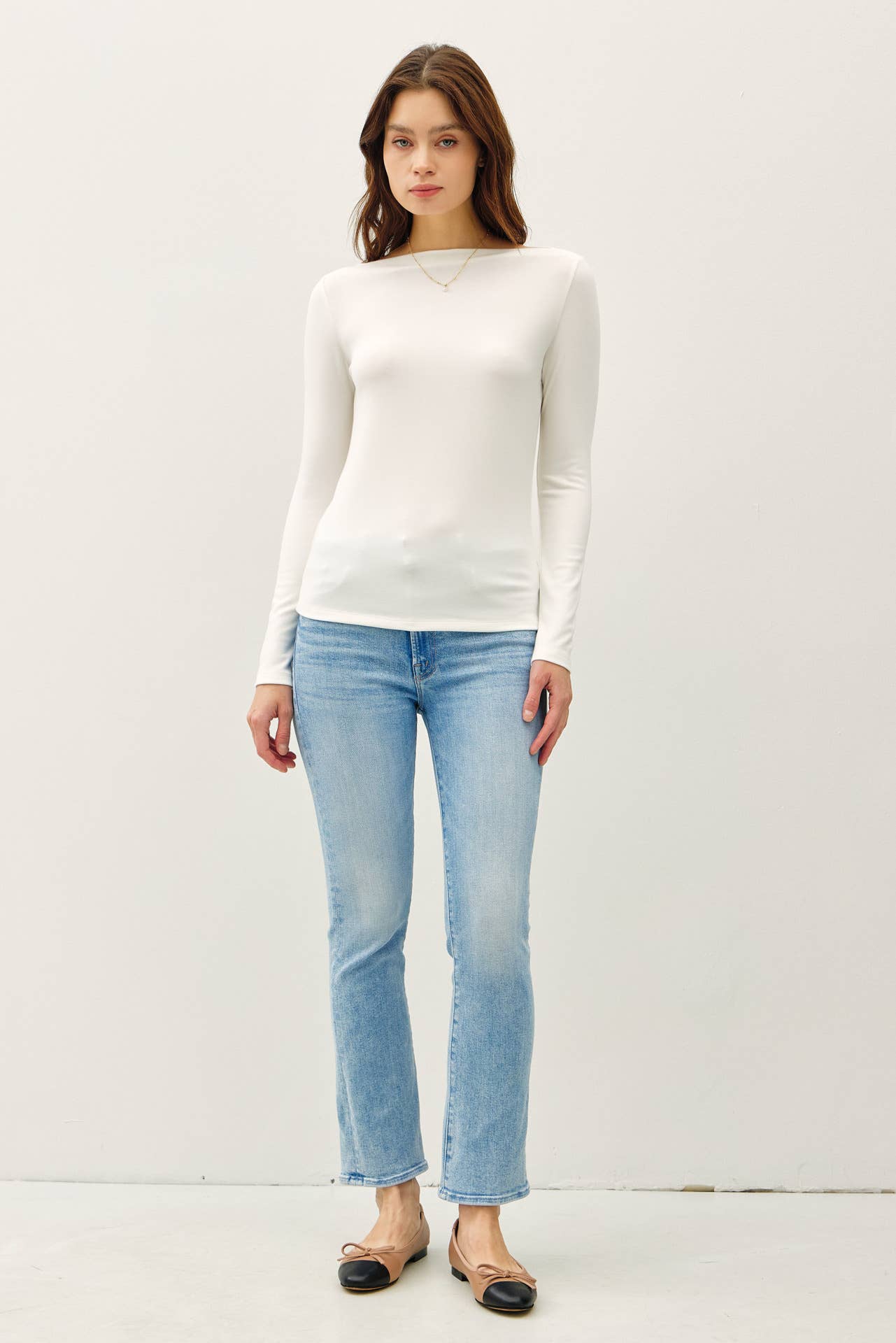 Basic Boat Neck Long Sleeved Top
