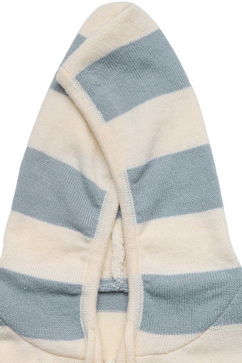 Striped Hooded Zip-up Sweater