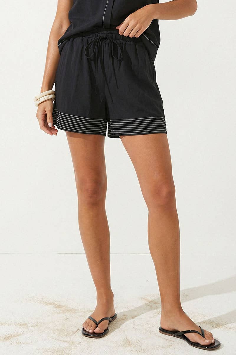 Contrast Stitch Pull-on Shorts