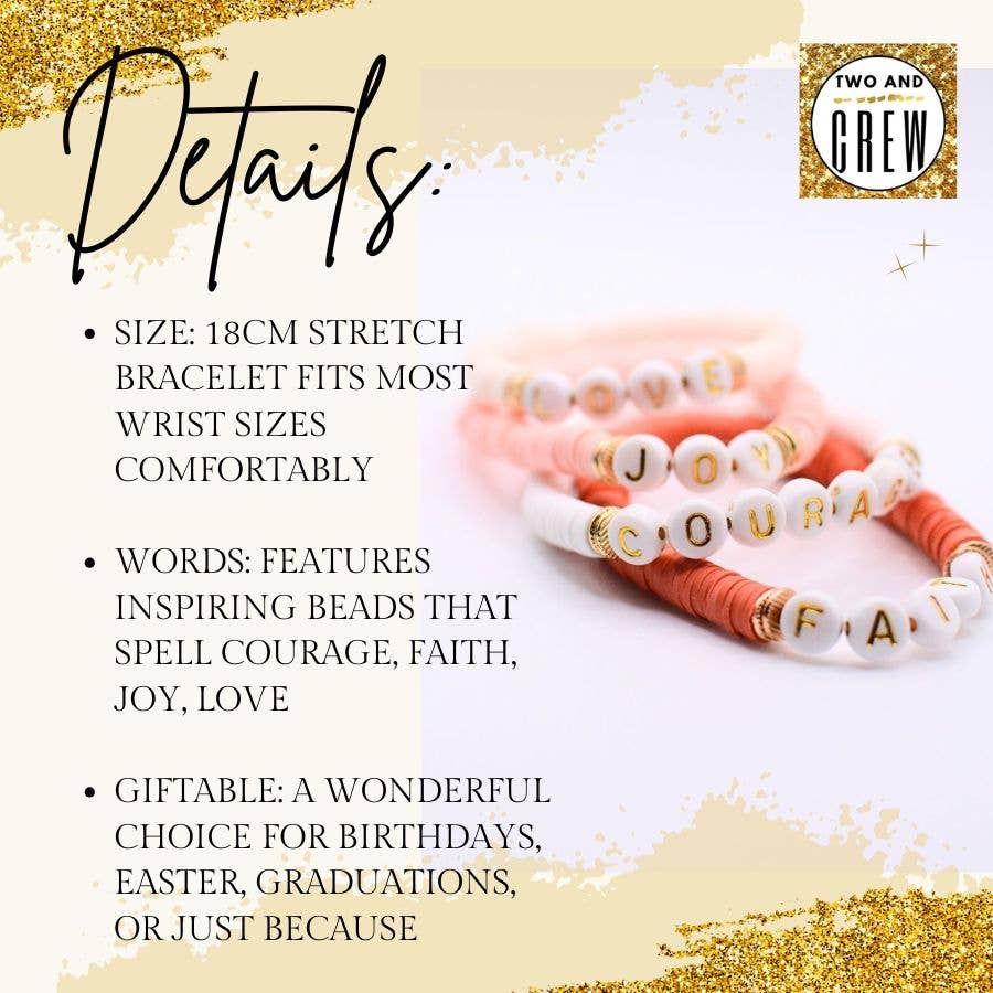 Inspirational Word Bracelet – Courage, Faith jewelry, Joy