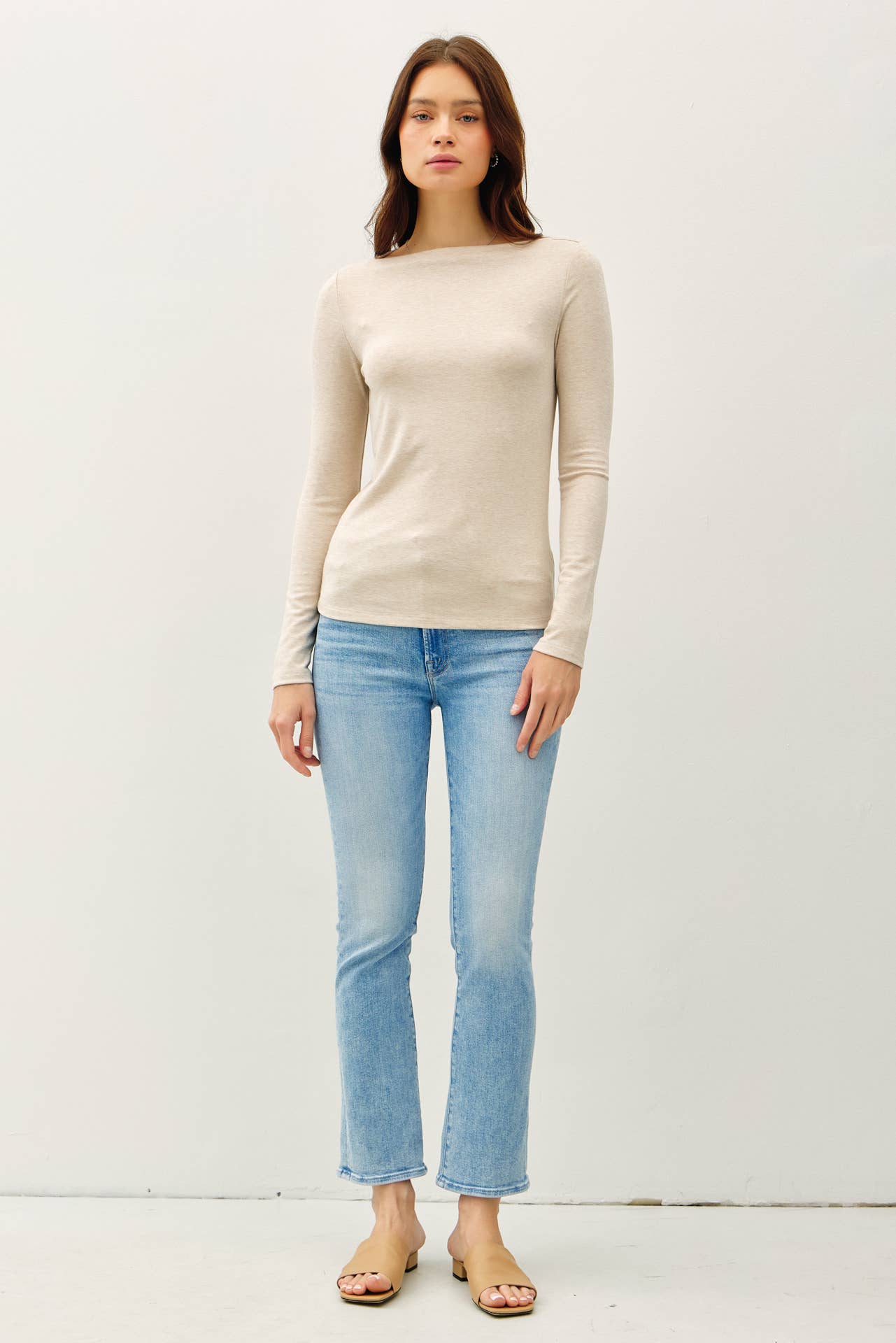 Basic Boat Neck Long Sleeved Top