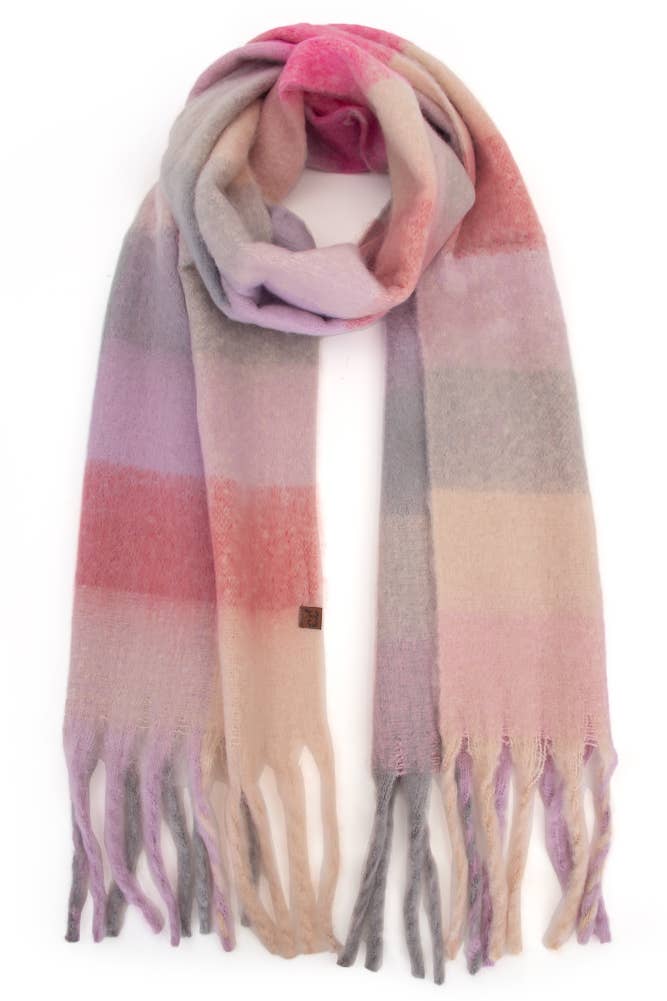 C.C Multi Color Block Plaid Check Pattern Woven Winter Scarf