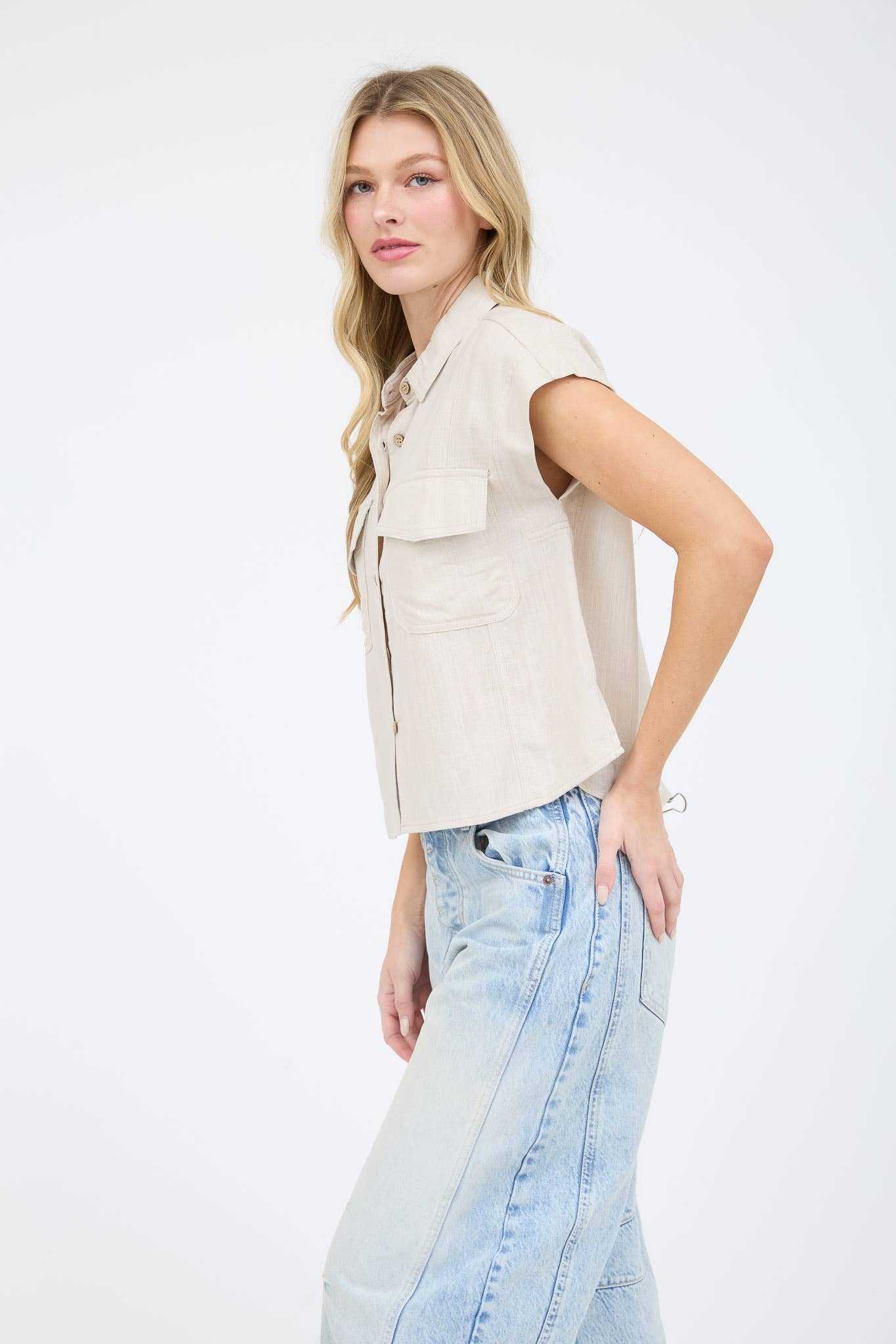 Short Sleeve Linen Button Down Shirt