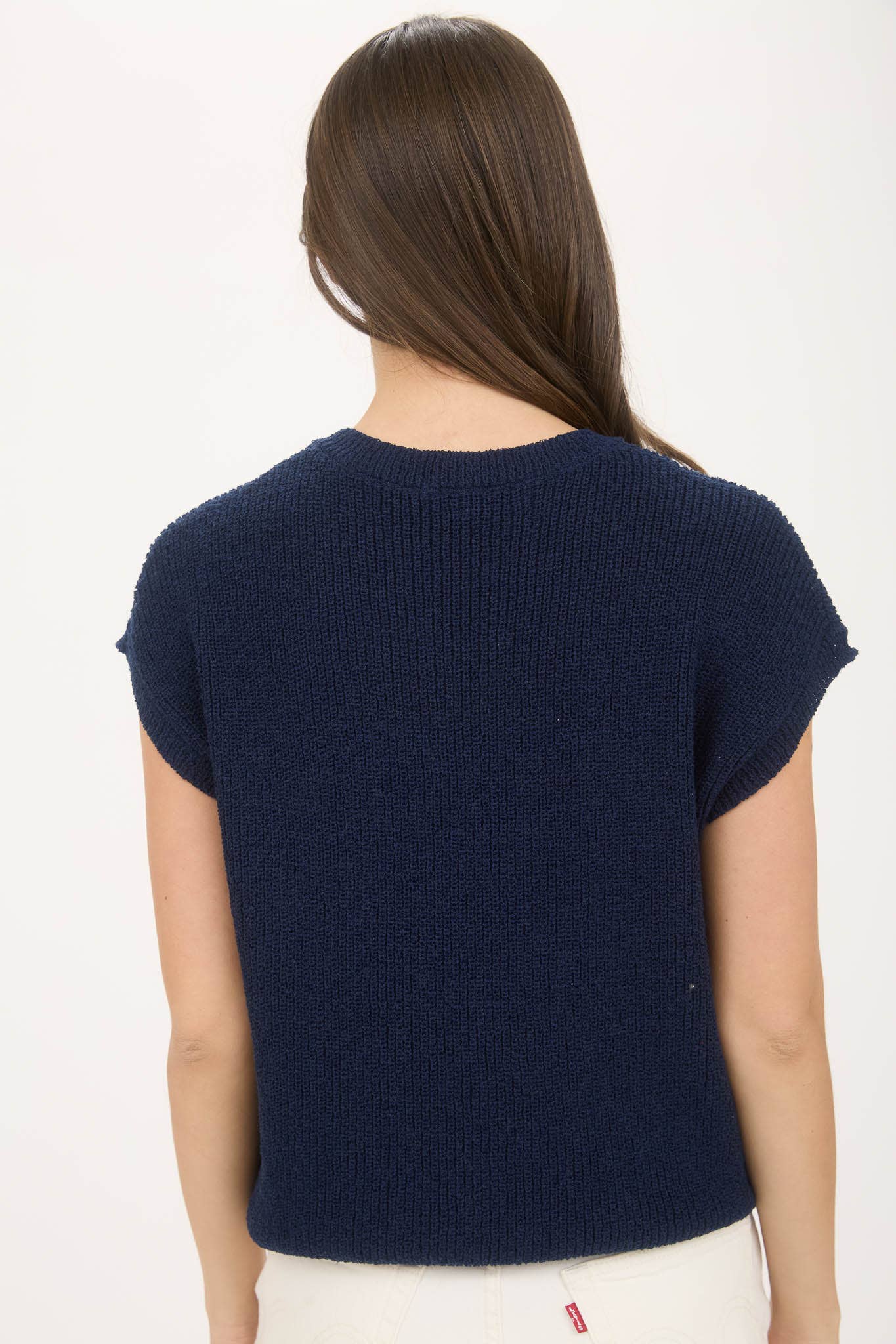 Crewneck Short Sleeve Batwing Sweater With Pocket