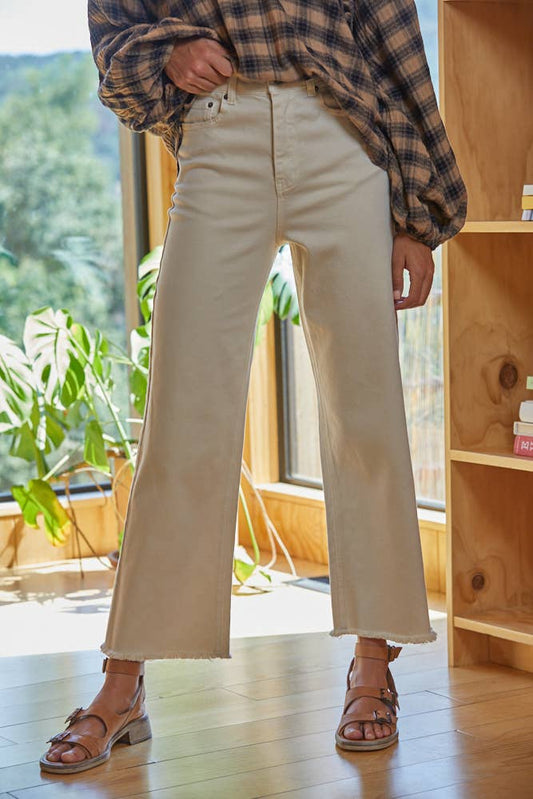 Woven Cotton Wide Leg High Waist Denim Jeans