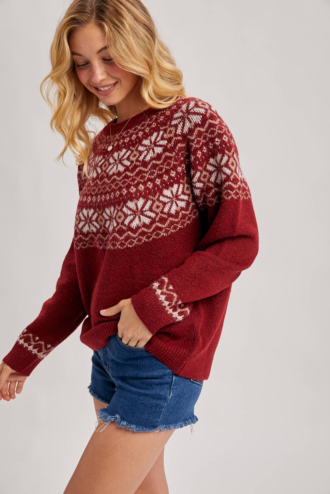 HOLIDAY FAIRE ISLE KNIT SWEATER