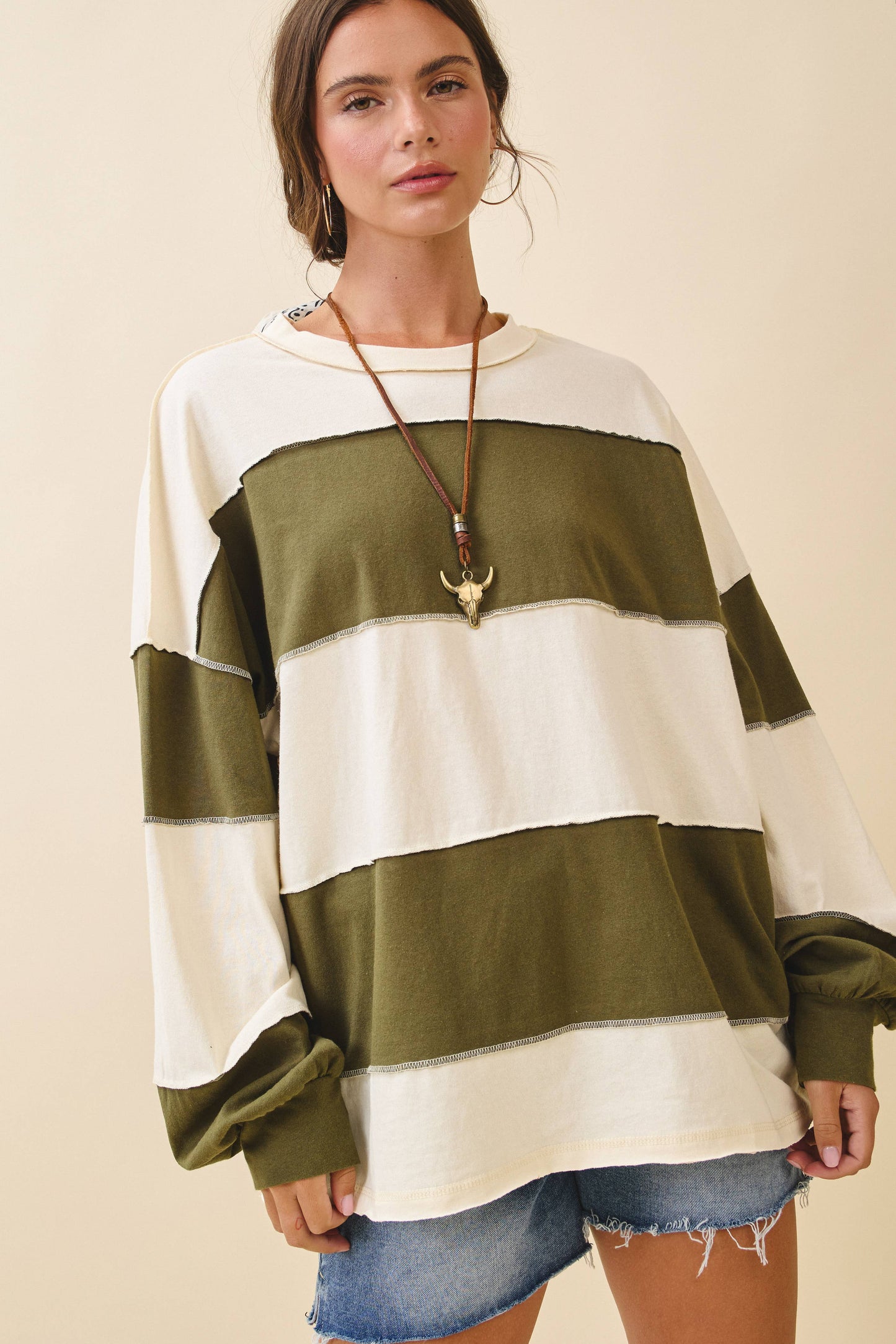 Oversized Color Block Pullover