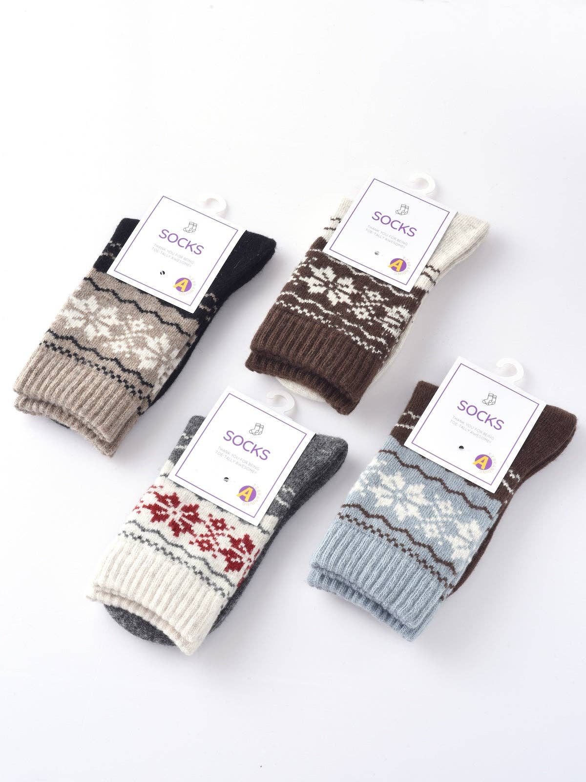 ThickSnowflake Patterned Mid-calf Socks