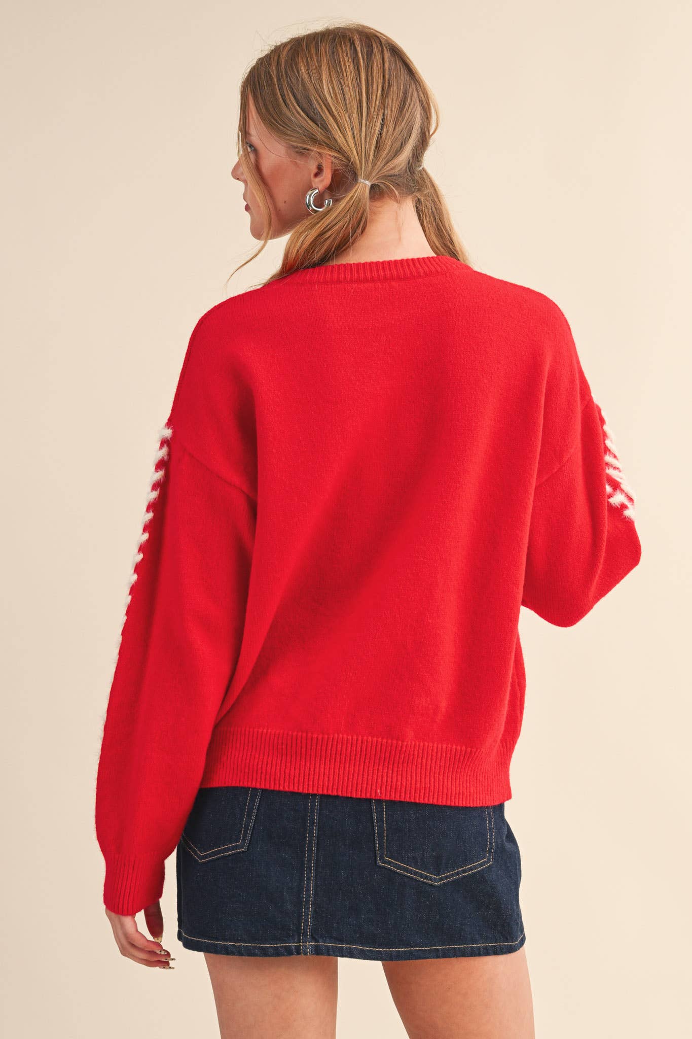 Fuzzy Heart Knit Sweater