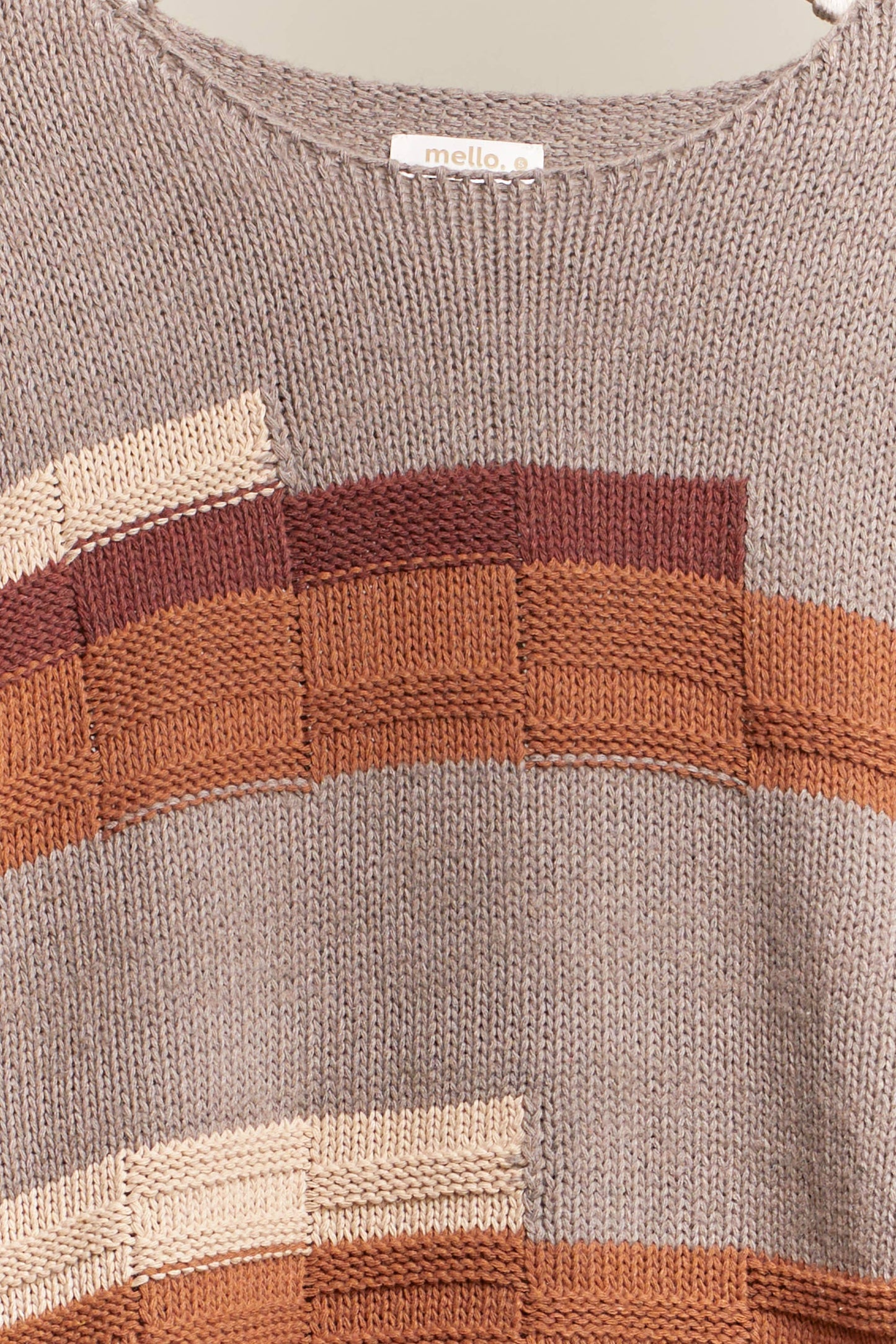 Abstract Print Boat Neck Knit Sweater